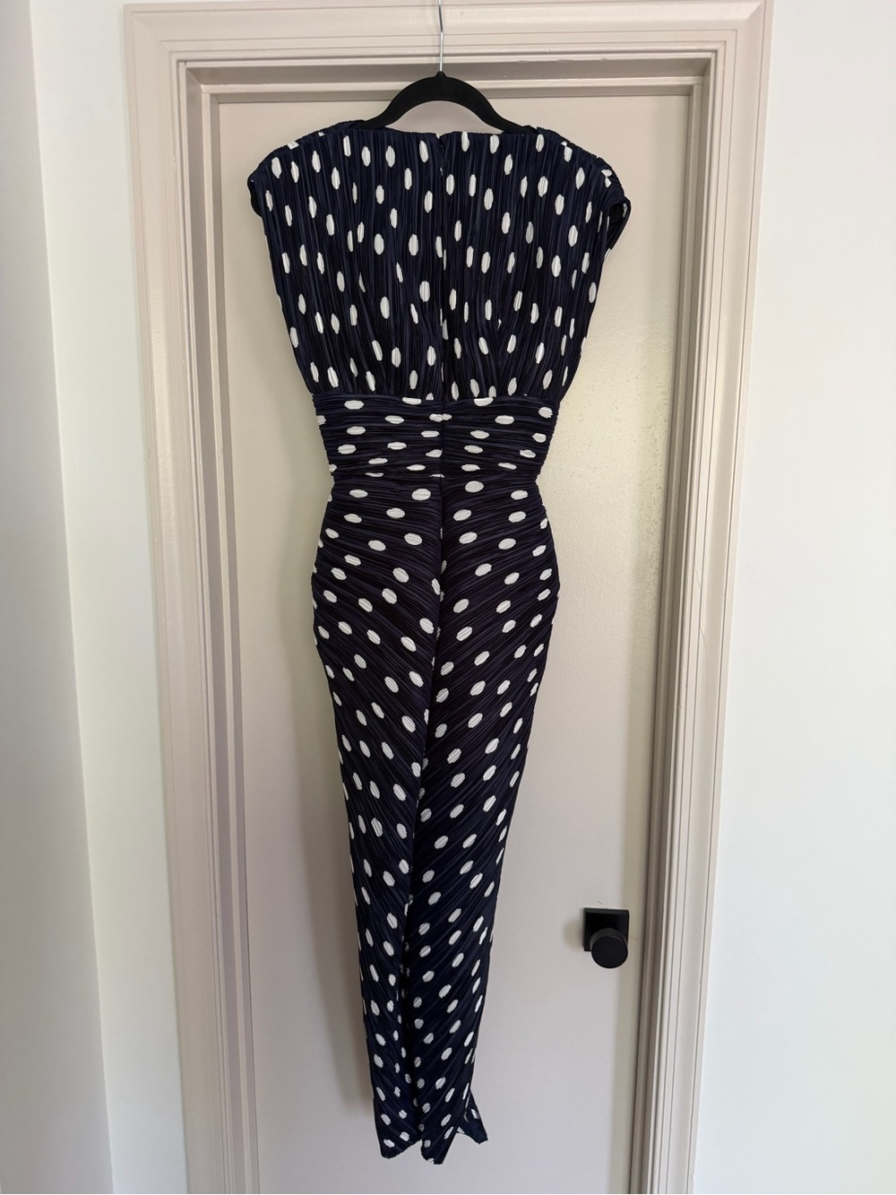 Cult Gaia Aira Navy Polka Dot Twist-Front Cutout Midi Dress Size 0 - Picture 11 of 13